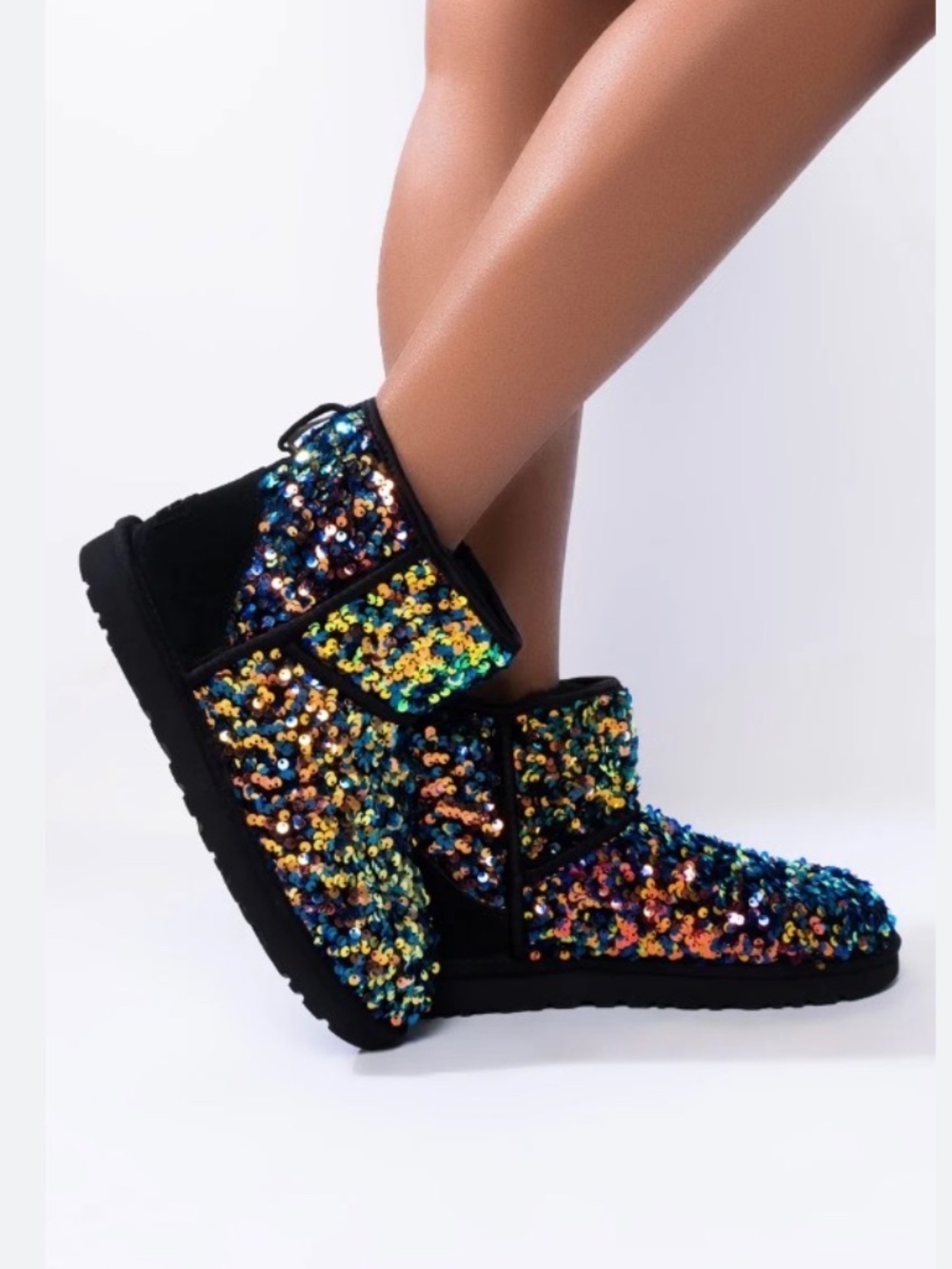 UGG Classic Mini Stellar Sequin - BLACK Size 10
